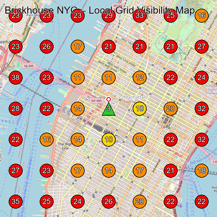 Brickhouse NYC GeoGrid visibility map for Computer Security Service in New York